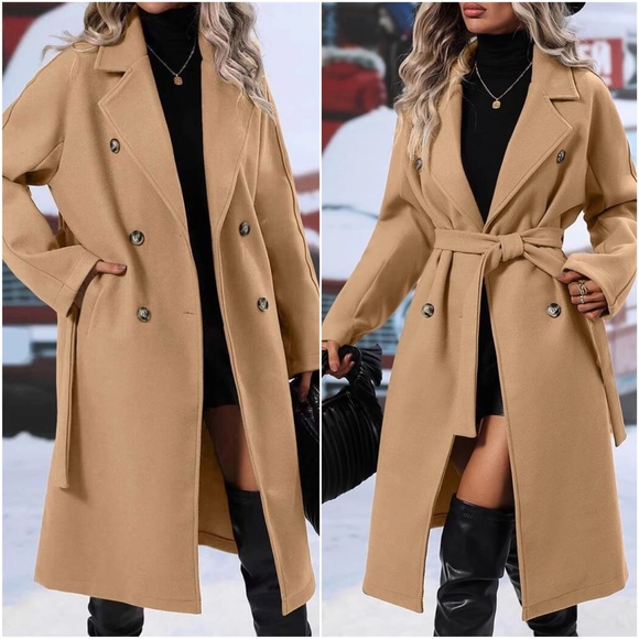 Jackets & Blazers - Classic double breasted Pocket Trench Coat Jacket